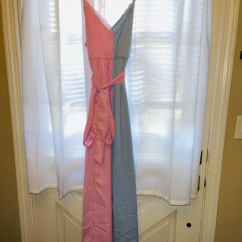 Elegant Pink and Blue Women's Dress